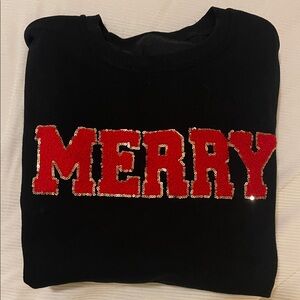 Black Sweater with Red Sequin 'Merry'